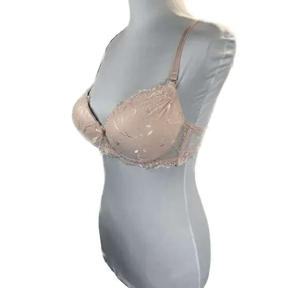 René Rofé Lingerie | Peach Lace Push Up Underwire Bra 36C - Picture 2 of 6